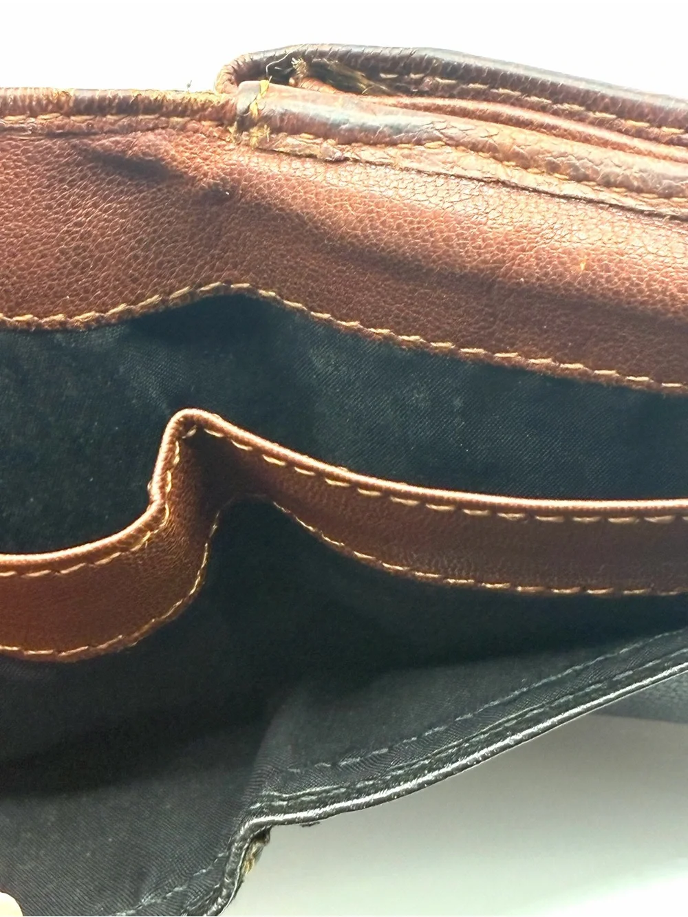 Vintage Original Taxi Wallet Brown Distressed Leather Coin Purse Snap Closure